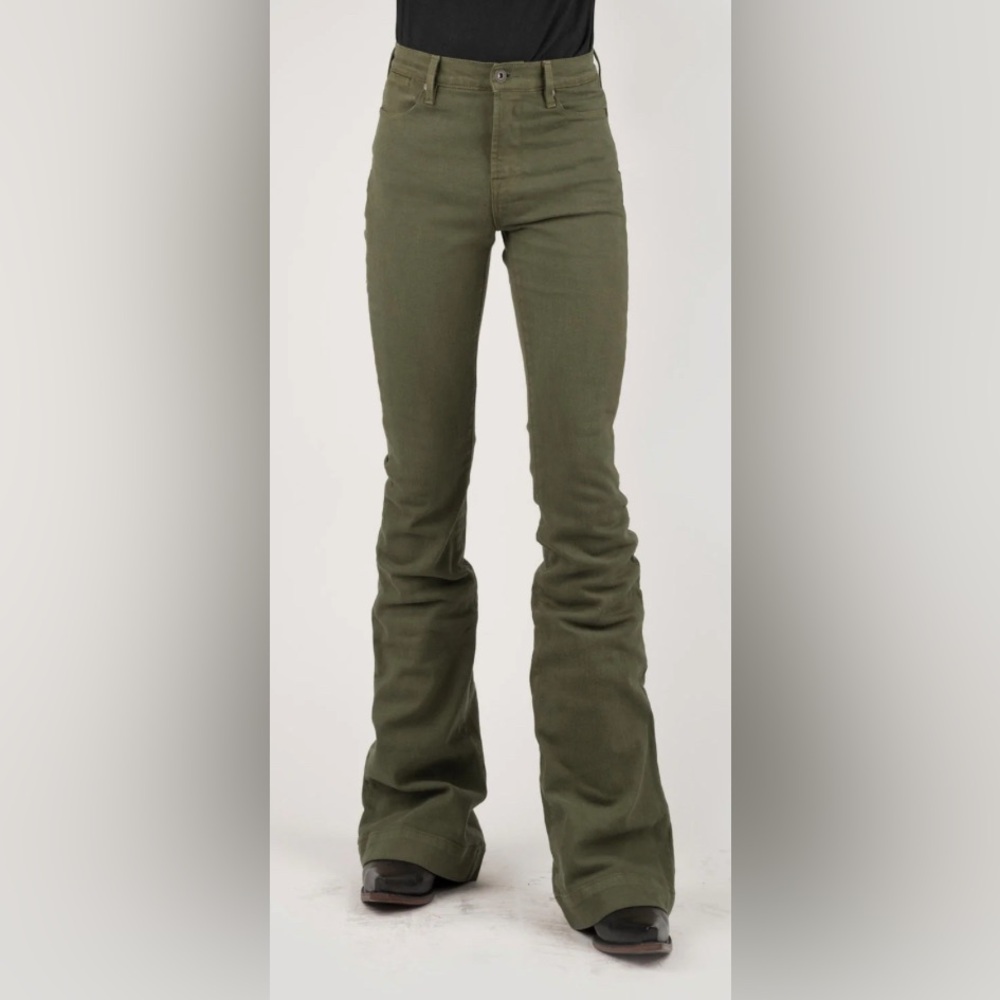 Stetson Women's High Rise Jeans in Olive Green